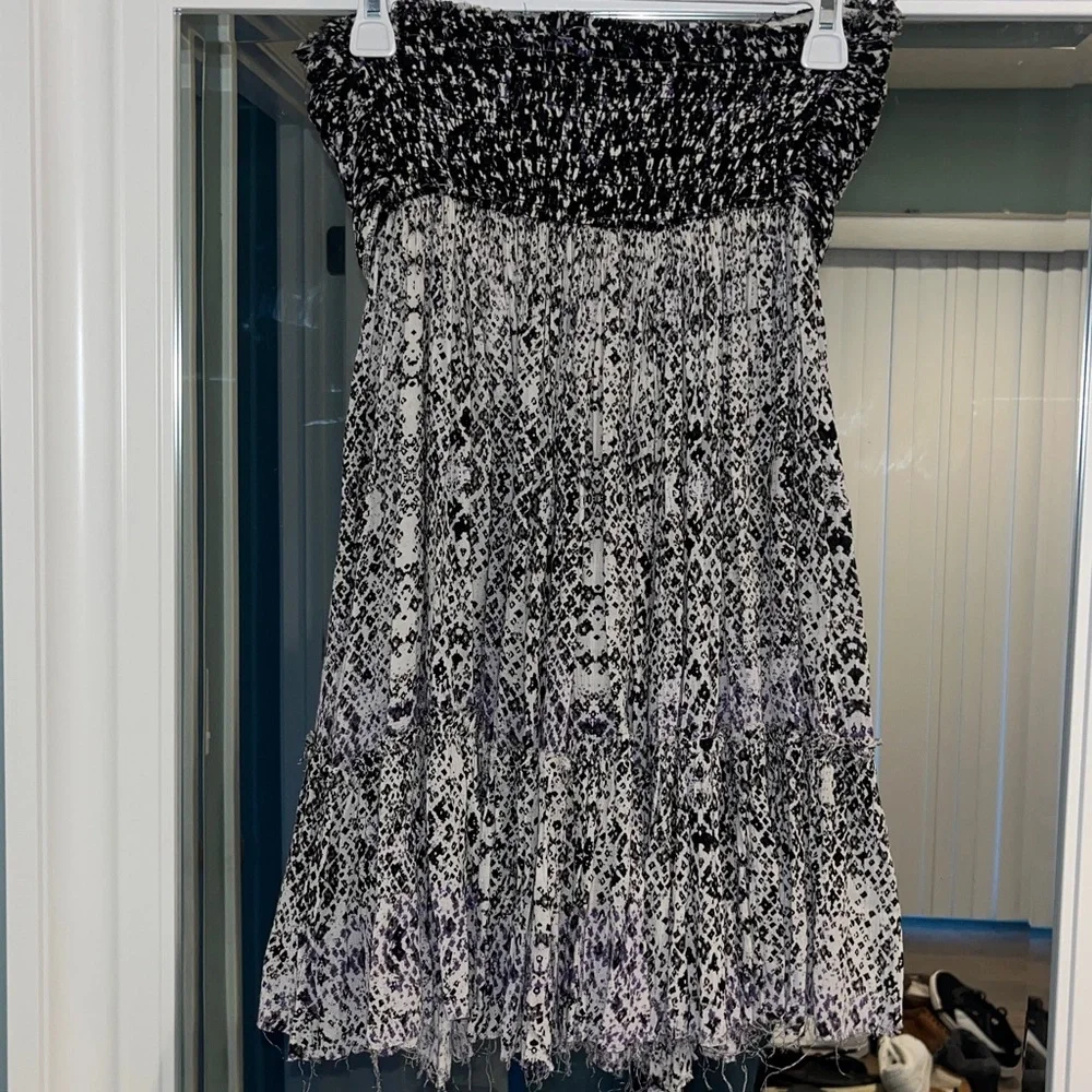 Free People FP One Bali Nights Strapless Mini Dress in Black and White sz S EUC